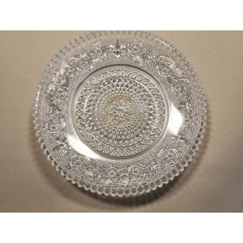 Indiana Glass Sandwich Pattern 6" Clear Sherbet Plate Vintage 3 Pieces E11